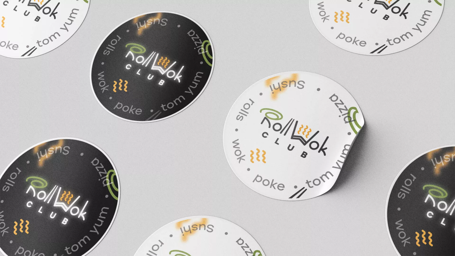 Разработка наклеек для суши-бара «Roll Wok Club» в Красноармейске